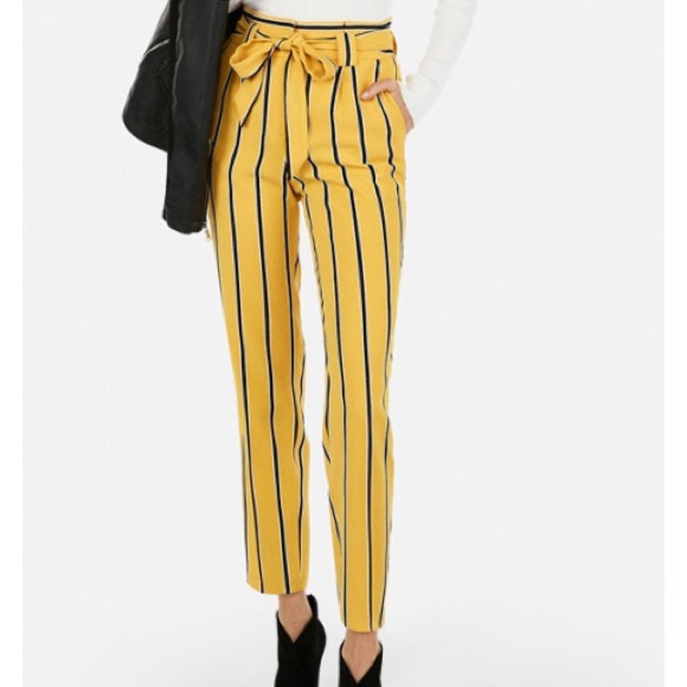 Express yellow stripe cropped pants